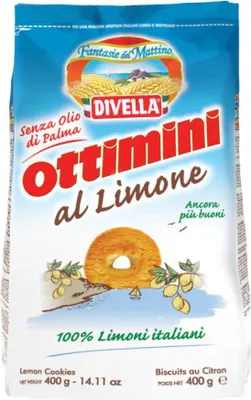 Produktbild von Divella Ottimini al Limone Italienische Shortbread Kekse mit Zitrone 400g biscuits cookies 100% italienische Zitronen