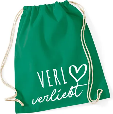 Produktbild von Huuraa Turnbeutel Verl verliebt 12 Liter Kelly Green Baumwolle Rucksack Geschenkidee