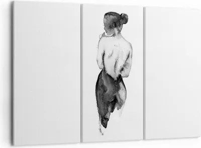 Produktbild von Bild auf Leinwand - Leinwandbild - 3 Teile - Aquarell Frau Nacktheit - 105x70cm - Wand Bild - Wanddeko - Wandbilder - Leinwanddruck - Bilder - Wanddekoration - Leinwand bilder - CE105x70-4721