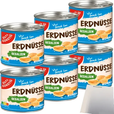 Produktbild von Gut & Günstig Erdnüsse geröstet und gesalzen 6er Pack (6x200g Packung) + usy Block