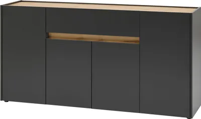 Produktbild von Sideboard Wohnzimmer CRISP-61 in anthrazit mit Absetzungen in Wotan Eiche Nb., B/H/T: ca. 170/87/40 cm