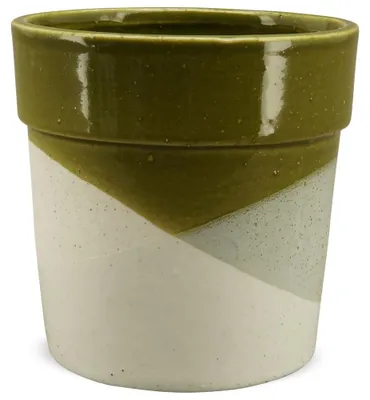 Image de Pot de fleurs Pot de plantes géométrique Faïence verte 10 cm