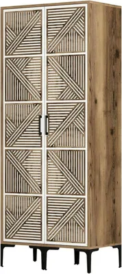 Produktbild von Kleiderschrank 2 Türen Dbonanse, Schlafzimmermöbel, Schrank, Garderobe, 80x201h48 cm, Walnuss und Weiß