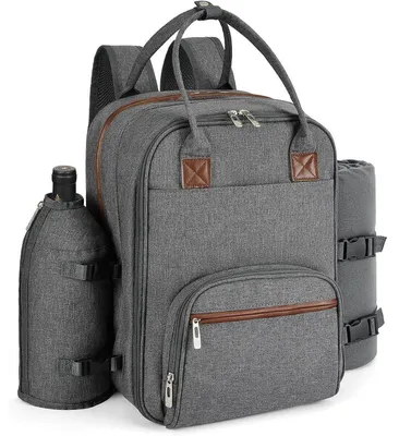 Produktbild von Picknickrucksack für 4 Personen mit Decke und Kühlfunktion Hellgrau