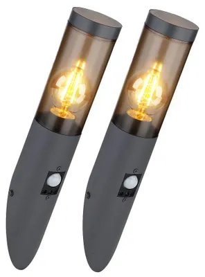 Produktbild von 2x Wandleuchte, Fackel Design, anthrazit rauch, H 41 cm