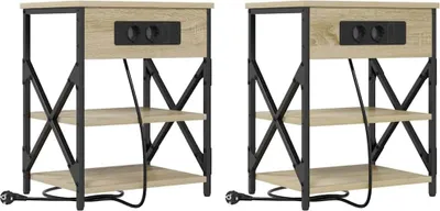 Zdjęcie produktu dla Szafka Nocna z półką 2 pcs Dąb Sonoma 41 x 31 x 51 cm