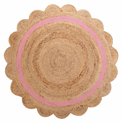Produktbild von ROSALY Kinderteppich aus Jute, 90 cm, beige/rosa, natürlich & handwaschbar