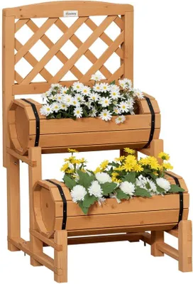 Produktbild von Gartenpflanzentopf in Landhausstil, inkl. Blattstütze, witterungsbeständig, massivholzverarbeitet