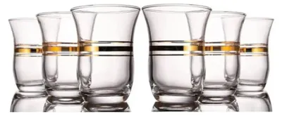 Produktbild von Pasabahce Cihangir Teegläser gold 6er-Set, 95 ml, 5,5 x 7,5 cm