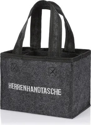 Nordstern Herrenhandtasche Flaschentasche aus Filz mit 6 Fächern - Trendiger Bierträger für 6 Bierflaschen - Grau Faltbar mit Trennwänden