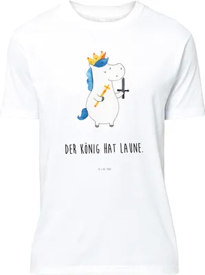 Produktbild von Mr. & Mrs. Panda S T-Shirt Einhorn König mit Schwert - Weiß - Geschenk, Statement-Shirt, Einhörner, Unicorn, Ritter, Shirt, Mittelalter, oberteil, Tshirt