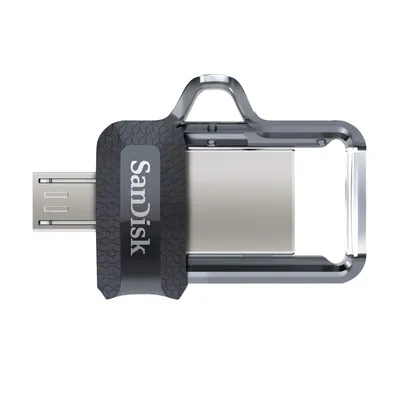 Obrázek produktu pro SanDisk Ultra Dual m3.0, 16 GB, USB Type-A / Micro-USB, 3.2 Gen 1 (3.1 Gen 1), Kluzné, 5,2 g, Černá, Stříbrná, Průhledná