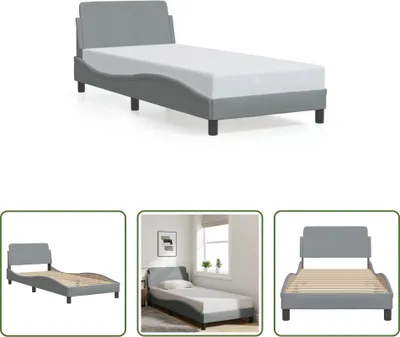 Produktbild von The Living Store Bettgestell mit Kopfteil Hellgrau 80x200 cm Stoff