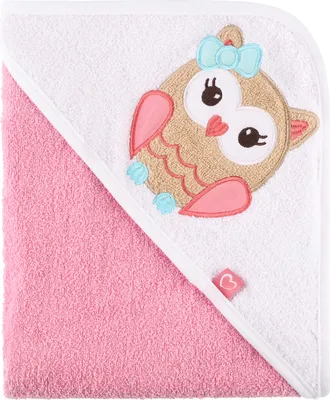 Produktbild von Be Mammy Kapuzenhandtuch Babyhandtuch aus Baumwolle 100cm x 100cm BE20-240-BBL (Rosa - Eule, 100 cm x 100 cm)