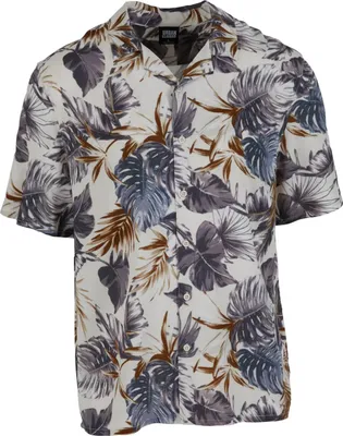 Obrázok produktu pre Pánska košeľa Urban Classics Viscose AOP Resort Shirt blueleaves - 4XL