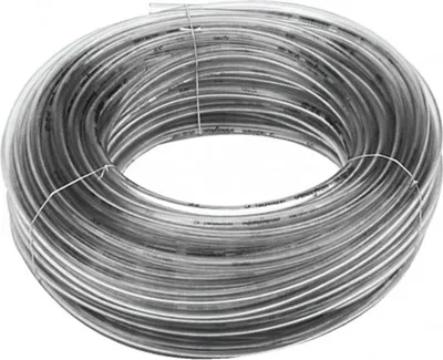 A coiled roll of clear plastic tubing.