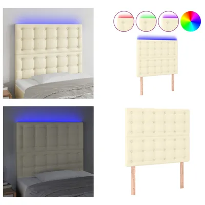 Imagen del producto de vidaXL Cabecero LED, color crema, 100x5x118/128 cm, revestimiento de cuero sintético - Cabecero LED - Cabeceros LED - Cabecero - Cabecero para cama