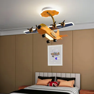 Produktbild von Dekolampe für Kinder, Deckenlampe, Kinderlampe, Kinder-Deckenlampe, Hängelampe, Lampe, Flugzeuglampe Orange L70 × B66 × H45 cm /DYFJD-C/