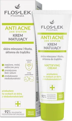 Obrázok produktu pre Flos-Lek Anti Akné 24H Systém Matujúci Krém pre zmiešanú a mastnú pleť náchylnú na akné, 50 ml