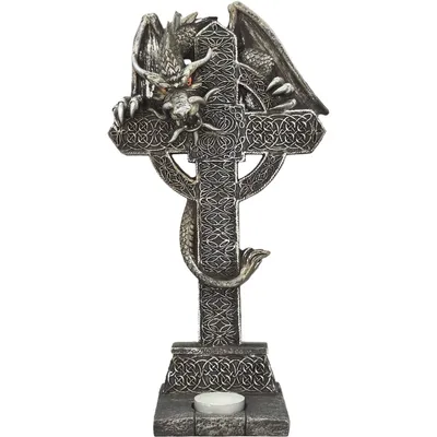 Produktbild von Teelichthalter Drache umschlingt keltisches Kreuz