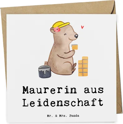 Produktbild von Mr. & Mrs. Panda Glückwunschkarte Maurerin Leidenschaft - Weiß - Geschenk, Lustig, faltkarte, Grußkarte, anlasskarte, Spruch, Klappkarte, doppelkarte, Gesellenprüfung