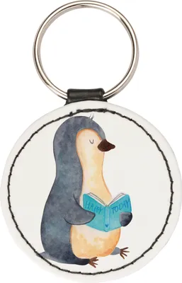 Produktbild von Mr. & Mrs. Panda Anhänger Pinguin Buch - Weiß - Geschenk, mini schlüsselanhänger, Urlaub, kleiner, Nichtstun, schlüssel, Pause, Lesen, Taschenanhänger, Ausruhen
