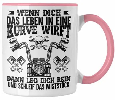Produktbild von Motorradfahrer Männer Tasse Geschenk Spruch für Mann Lustige Geschenkidee Motorrad Grafik (Rosa)