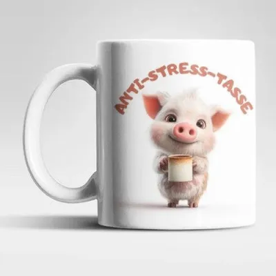 Produktbild von Anti Stress Schweinchen Kaffeetasse Teetasse Tasse Geschenkidee