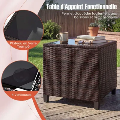 Immagine prodotto di Set da giardino in rattan a 3 pezzi con cuscini arancioni