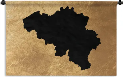 Produktbild von MuchoWow® Wandteppich Wandbehang Karte Belgien - Schwarz - Gold 120x80 cm Tapisserie Dekoration Wandtuch - Wanddekorationen - Wandtücher