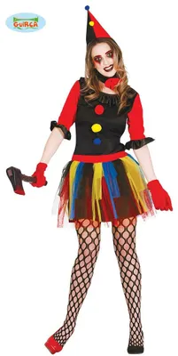 Produktbild von Guirca farbenfrohes Clown Kostüm für Fasching und Karneval, Größe S, 3-teiliges Set