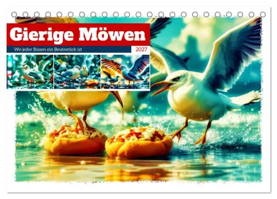 Produktbild von Gierige Möwen (Tischkalender 2027 DIN A5 quer), CALVENDO Monatskalender