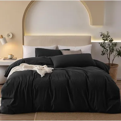 Immagine prodotto di Set di lenzuola 155x220 cm, cotone, nero antracite, 3 pezzi, con cerniera