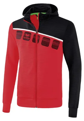 Produktbild von erima 5-C Trainingsjacke mit Kapuze 44 rot/schwarz/weiß