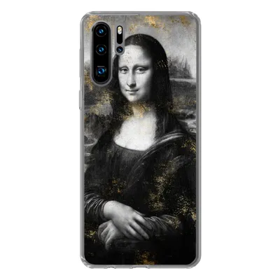 Produktbild von MuchoWow® Handyhülle Schutzhülle Hülle für Huawei P30 Pro Mona Lisa - Gold - Schwarz Silikon Softcase Handy Hülle - Schutzdeckel