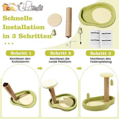 Produktbild von Katzenbaum mit Jutestämmen und Avocado-Spielzeug, 50 cm