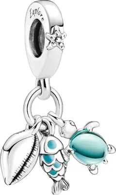 Immagine prodotto di Pandora Ciondolo 791697C01 Pesce Tartaruga Marina ConchigliaArgento misto vetro di Murano smalto turchese pesce guscio di tartaruga