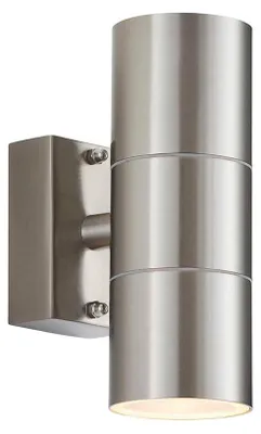 Image de Applique d'extérieur tubulaire orientable vers le haut et vers le bas CANON, chromée-argentée, 2xGU10x35W, métal, dimensions : 16,5 x 6 x 11 cm, IP44, Endon