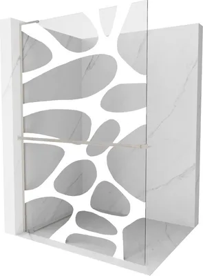 Produktbild von Mexen Kioto+ L Duschwand mit Walk-in Regal 70 x 200 cm, weißes Muster, gebürstetes Nickel - 800-070-123-97-97