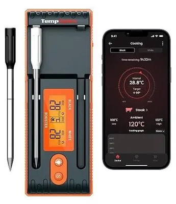 Zdjęcie produktu dla Termometr do mięsa bezprzewodowy bluetooth 150M 2 sondy LCD