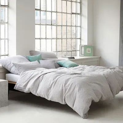 Produktbild von elegante Halbleinen Bettwäsche Breezee weiss 155x200 cm + 80x80 cm