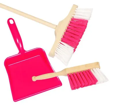 Image de goki Pelle à poussière, balayette, balai 52cm rouge