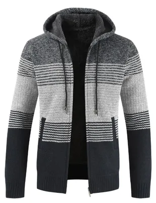 Produktbild von Heren Hoodie, Strickweste mit Reißverschluss
