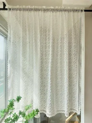 Zdjęcie produktu dla Żaluzja z tkaniny typu "voile" z wzorem kwiatowym - 1 sztuka, 80 x 80 cm - biała