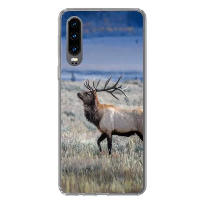 Produktbild von MuchoWow® Handyhülle Schutzhülle Hülle für Huawei P30 Hirsche - Elche - Gras Silikon Softcase Handy Hülle - Kartenbesitzer