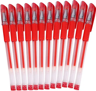 Produktbild von 12 Premium-Gel-Tintenroller-Kugelschreiber, Schrein, Schule, Büro, 0,5 mm, Rot