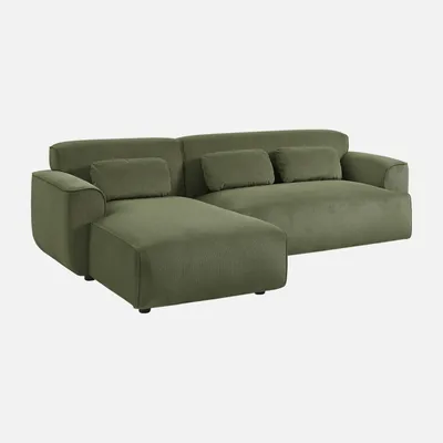 Produktbild von sweeek - 2-3-Sitzer Ecksofa mit Cordbezug, Recamiere links - Grün