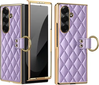 Immagine prodotto di Custodia protettiva VIETAO in metallo con design a diamanti per Samsung Galaxy Z Fold7, colore viola