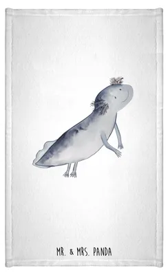Produktbild von Mr. & Mrs. Panda Handtuch Axolotl Schwimmen - Weiß - Geschenk, Optimistisch, Frotteehandtuch, Kleines, Klein, Probleme, Baumwollhandtuch, Motivation, Lurch, gäste wc