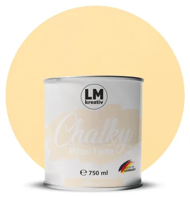 Produktbild von LM-Kreativ Chalky Möbelfarbe 750 ml, Pfirsich – deckende Kreidefarbe auf Wasserbasis, ultramatt, für Möbel, Holz & Metall, meist ohne Grundierung